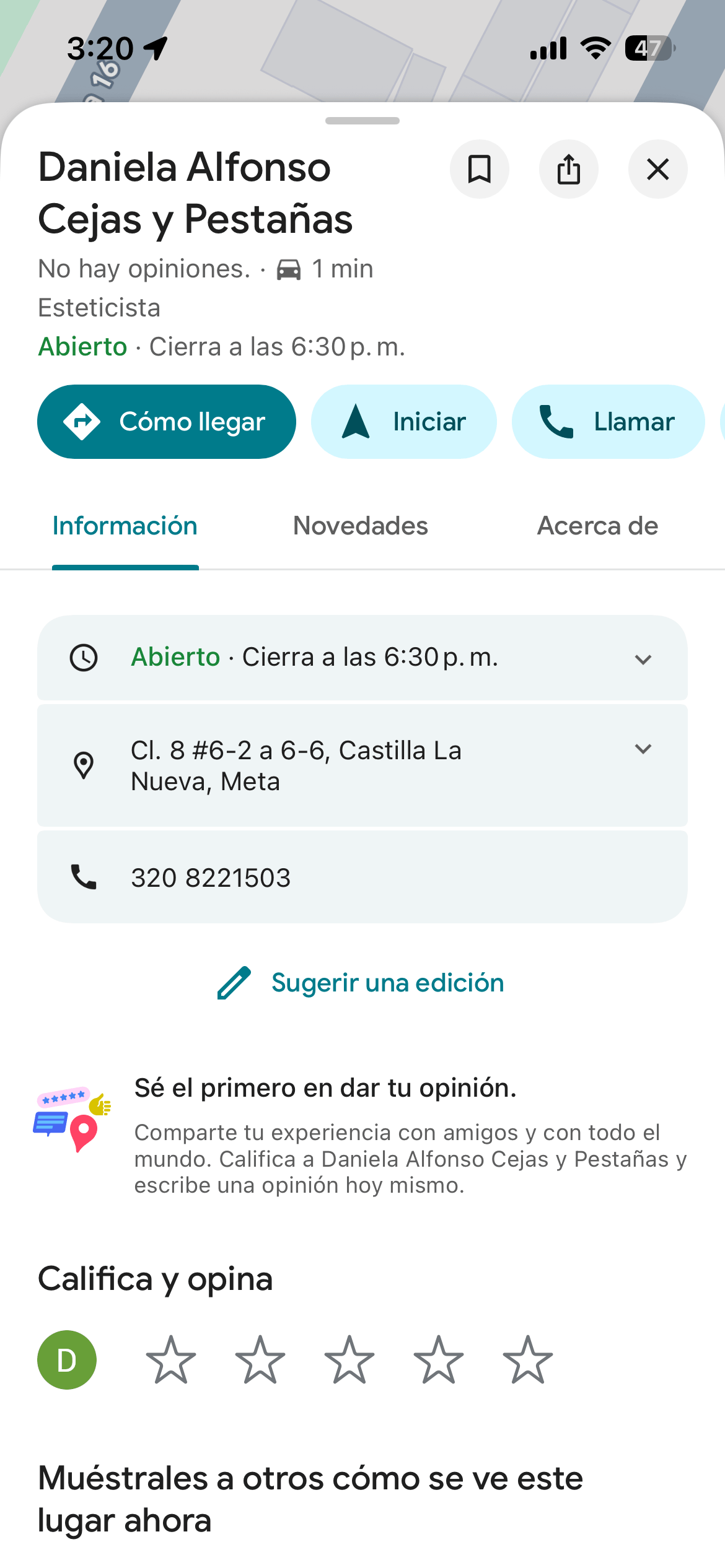 Daniela Alfonso cejas y pestaña